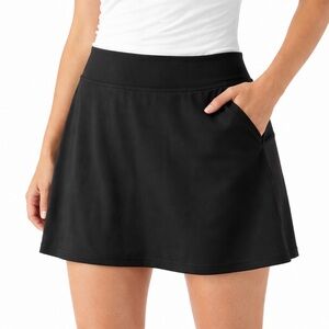 NWT Lands’ End Black Tennis Skort Lycra Xtra Life Athletic Golf Size 14 Active